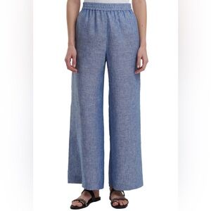 Fabiana Filippi pull on wide leg 100% linen pants 4 XS blue pant Italy